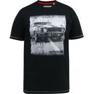 D555 Mens Big Size Car Print Cotton Crew Neck T Shirt