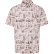 Ed Baxter Mens Big Size Building Print Cotton Casual Short Sleeve Shirt