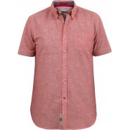 D555 Mens Big Size Linen Mix Button Down Collar Short Sleeve Casual Shirt With Breast Pocket
