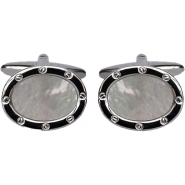 Dalaco Mother Of Pearl Rhodium Oval Cufflinks