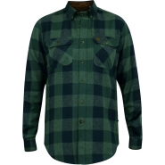 D555 Long Sleeve Check Overshirt With Two Patch Pockets With Flaps and Button Down Collar