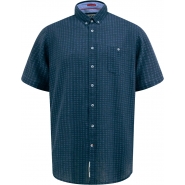 D555 Mens Big Size Jacquard Linen Mix Short Sleeve Shirt
