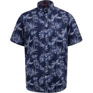 D555 Mens Big Size Leaf Print Short Sleeve Shirt