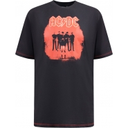 D555 Mens Big Size AC DC Print Cotton Crew Neck T Shirt