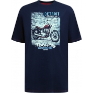 D555 Mens Big Size Detroit Motor Bike Print Cotton Crew Neck T Shirt