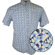 Kings Road Mens Big Size Geometric Print Casual Short Sleeve Shirt