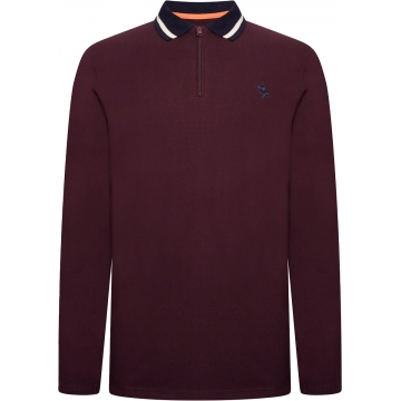 Greyhawk Mens Big Size Quarter Zip Neck Stretch Cotton Long Sleeve Polo
